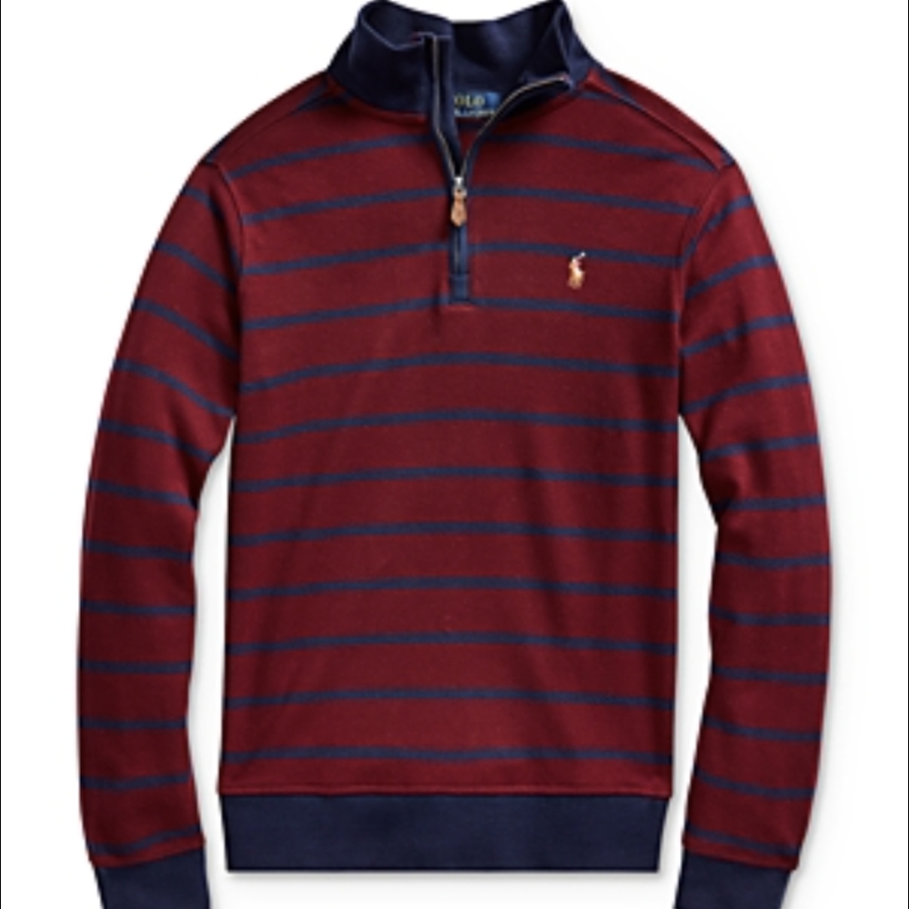 Polo by Ralph Lauren Men's Striped Quarter-Zip Sweater - Red and Blue